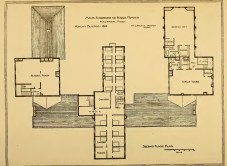 Second floor plan, from the 1889 Annual Report, page 3. Higher functioning female patients resided on the second floor to help with the younger ones.